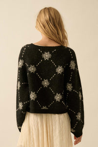 Soft as Snow Button-Front Snowflake Cardigan - ShopPromesa