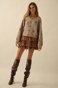 Soft as Snow Button-Front Snowflake Cardigan - ShopPromesa