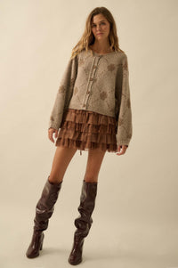 Soft as Snow Button-Front Snowflake Cardigan - ShopPromesa