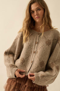 Soft as Snow Button-Front Snowflake Cardigan - ShopPromesa