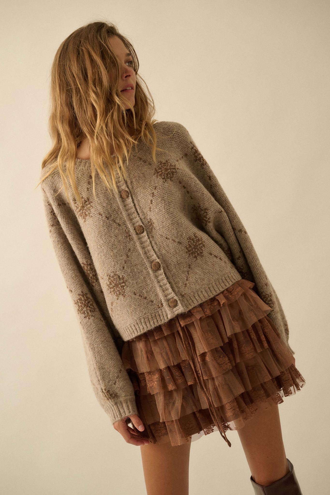 Soft as Snow Button-Front Snowflake Cardigan - ShopPromesa