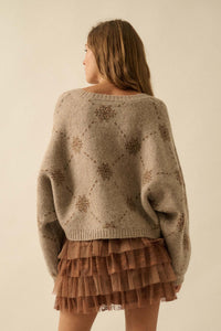 Soft as Snow Button-Front Snowflake Cardigan - ShopPromesa
