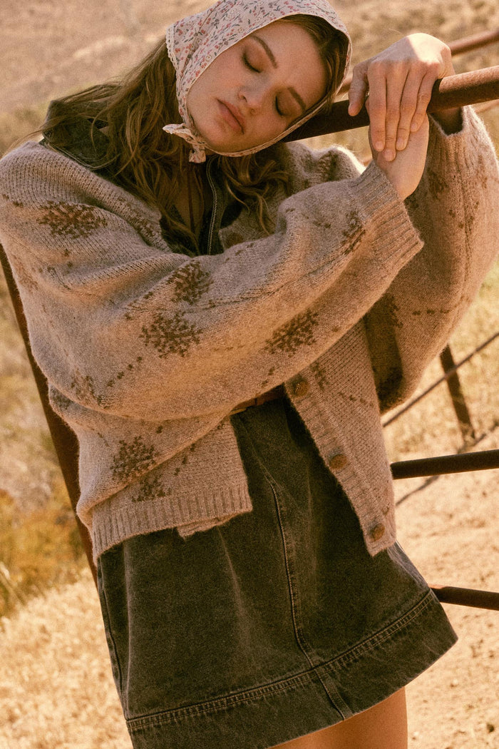 Soft as Snow Button-Front Snowflake Cardigan - ShopPromesa