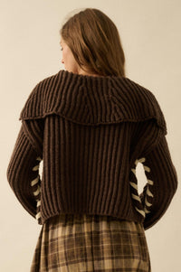 Stitch in Time Stitch-Detail Flap-Collar Cardigan - ShopPromesa