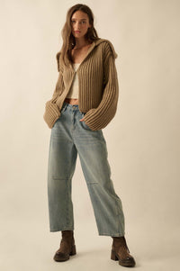 Stitch in Time Stitch-Detail Flap-Collar Cardigan - ShopPromesa