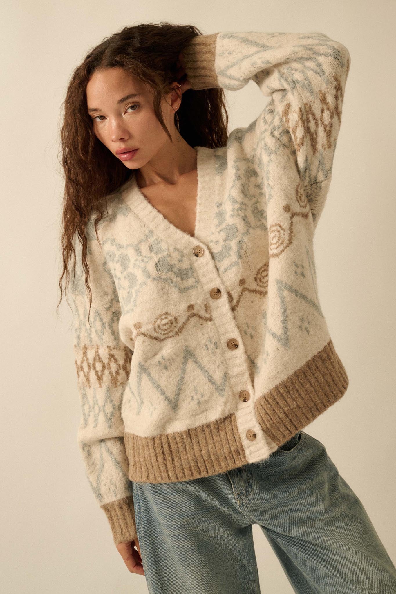 Summit Trail Brushed Alpine-Knit Cardigan