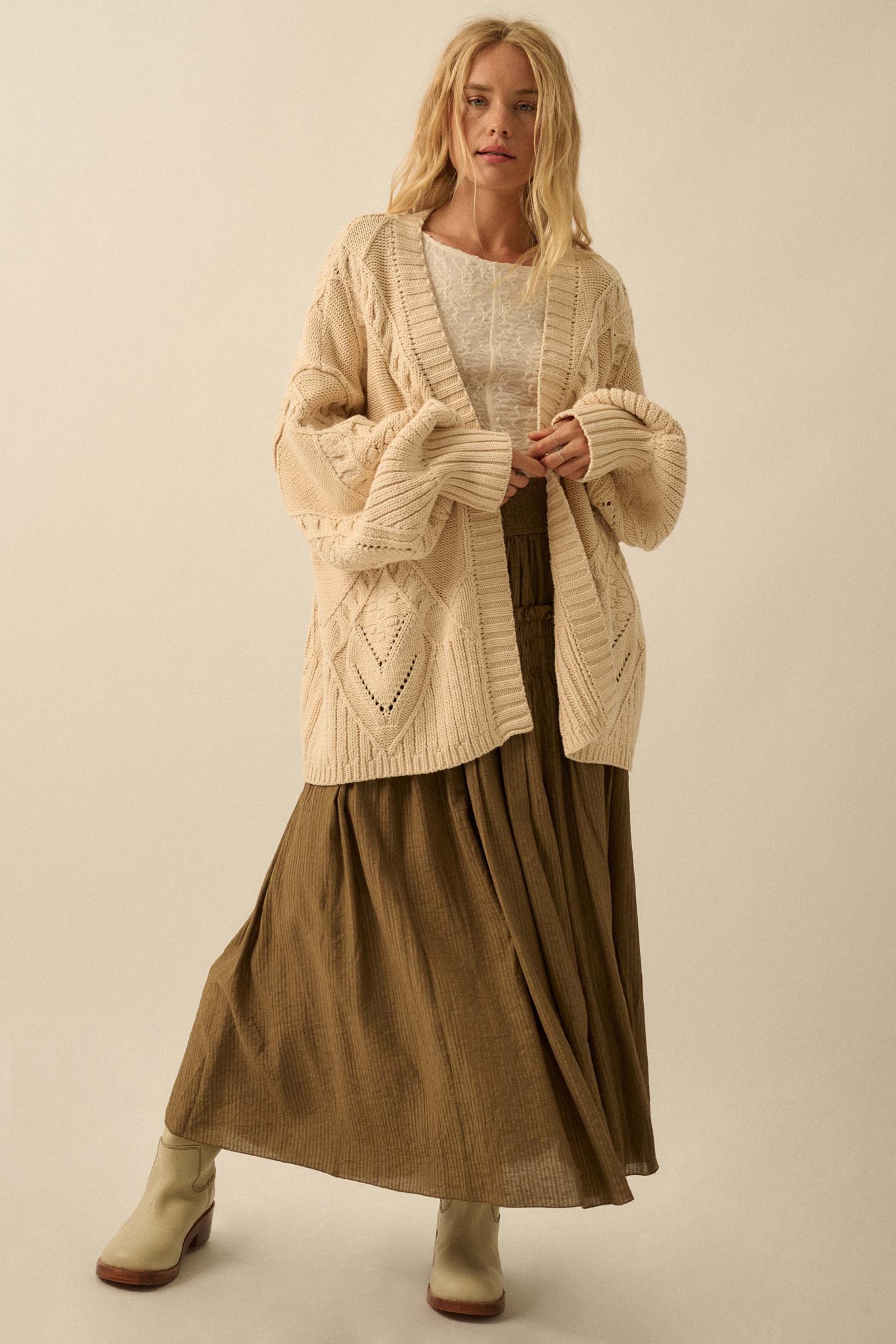 Twist Me Around Cable Knit Oversize Cardigan - ShopPromesa