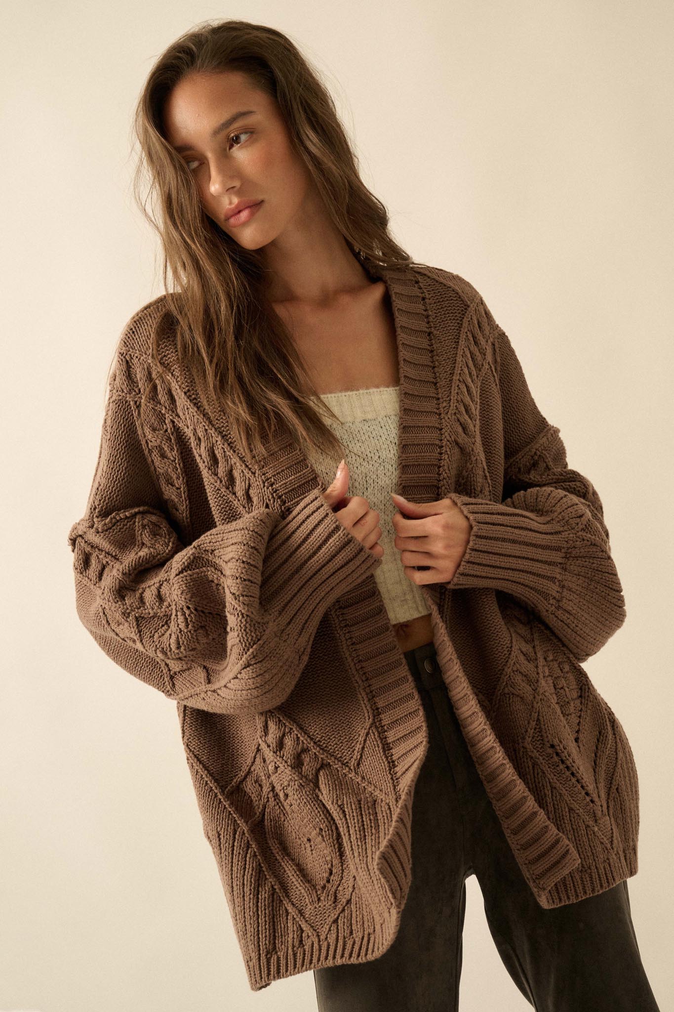 Twist Me Around Cable Knit Oversize Cardigan - ShopPromesa
