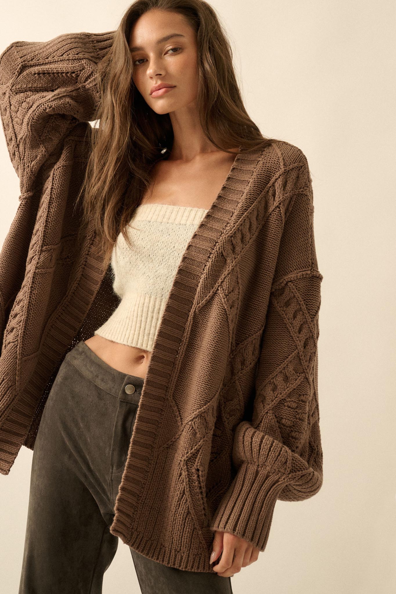 Twist Me Around Cable Knit Oversize Cardigan - ShopPromesa