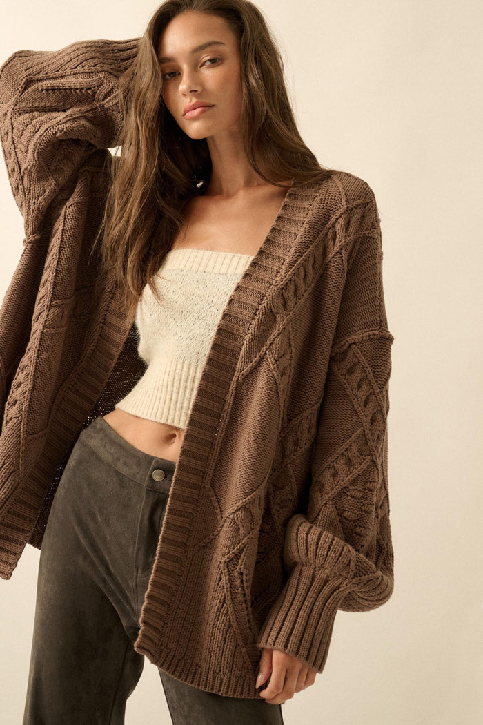 Twist Me Around Cable Knit Oversize Cardigan - ShopPromesa