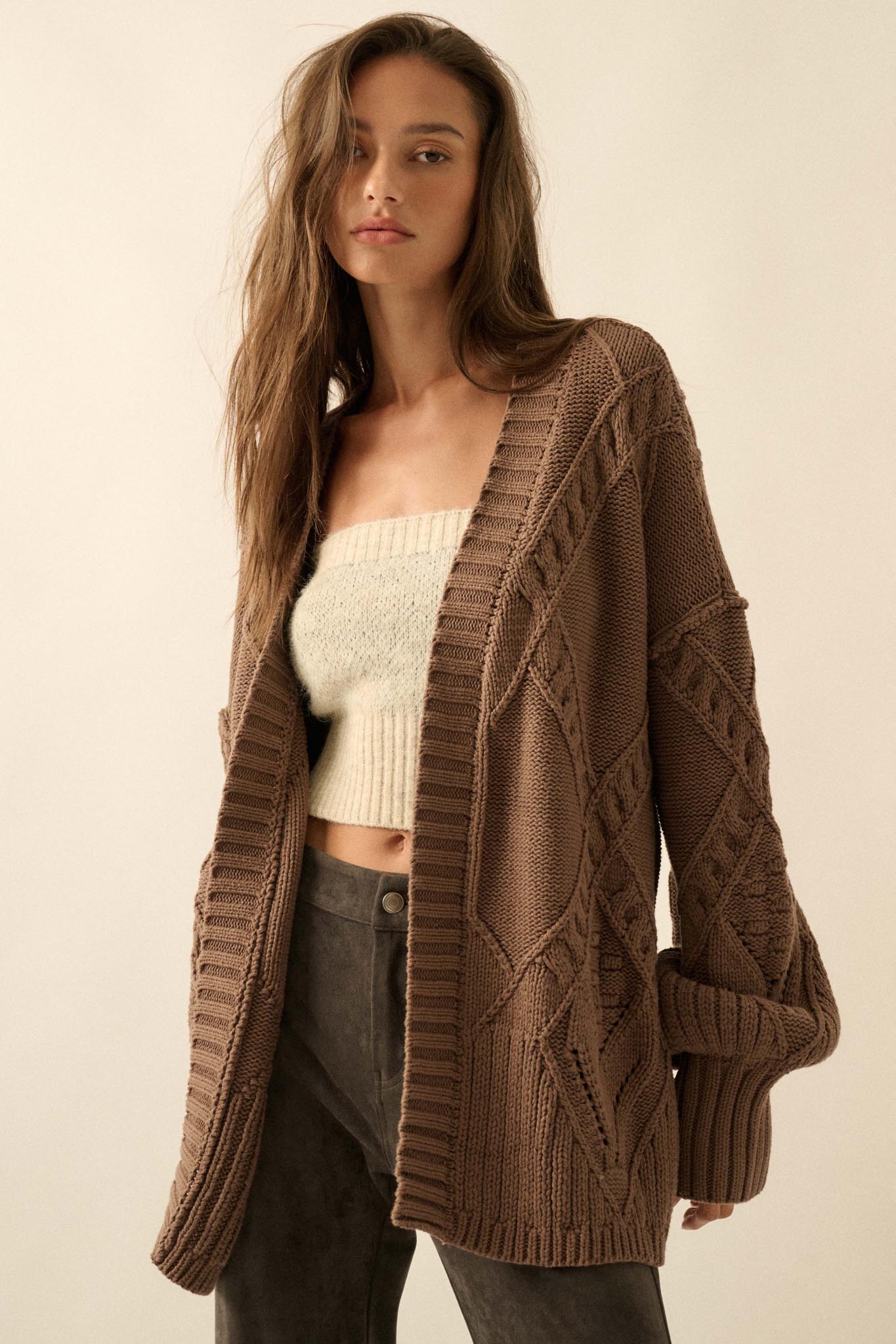 Twist Me Around Cable Knit Oversize Cardigan - ShopPromesa