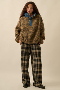 Dare to Dream Paisley Fleece Half-Zip Pullover - ShopPromesa