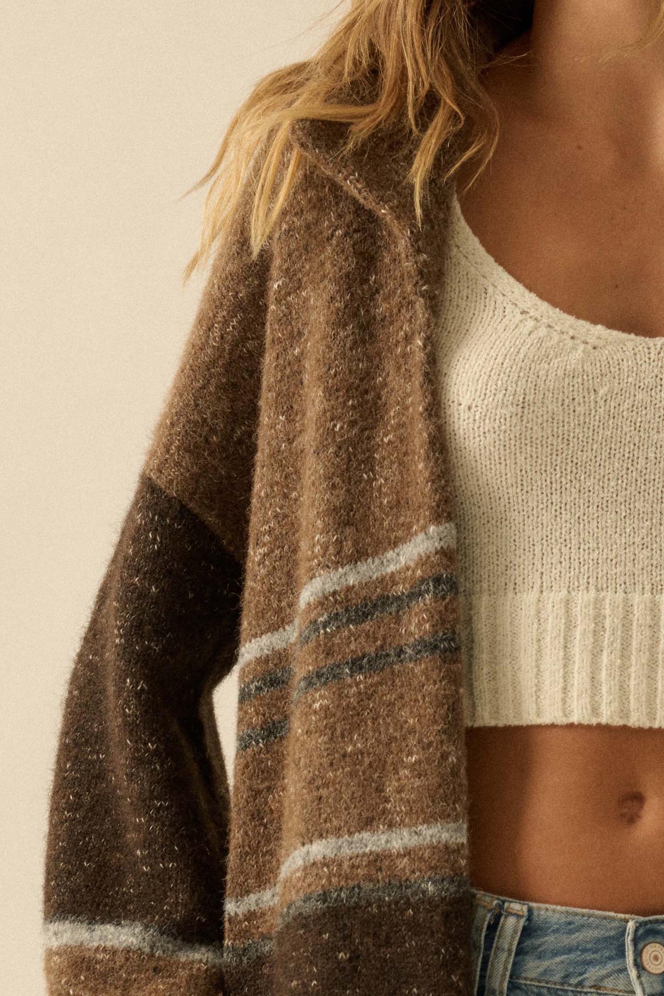 Good Earth Striped Open-Front Duster Cardigan - ShopPromesa