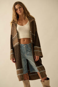 Good Earth Striped Open-Front Duster Cardigan - ShopPromesa