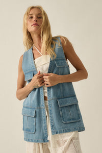 One of These Days Denim Open-Front Cargo Vest - ShopPromesa