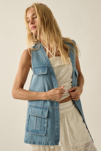 One of These Days Denim Open-Front Cargo Vest - ShopPromesa