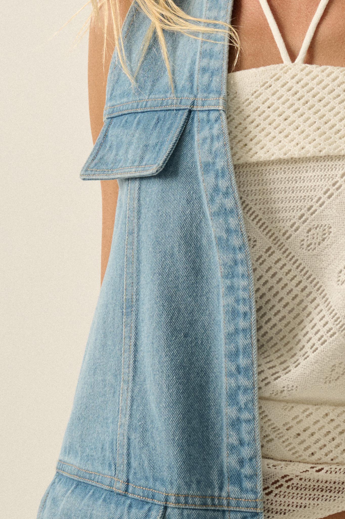 One of These Days Denim Open-Front Cargo Vest - ShopPromesa