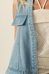 One of These Days Denim Open-Front Cargo Vest - ShopPromesa
