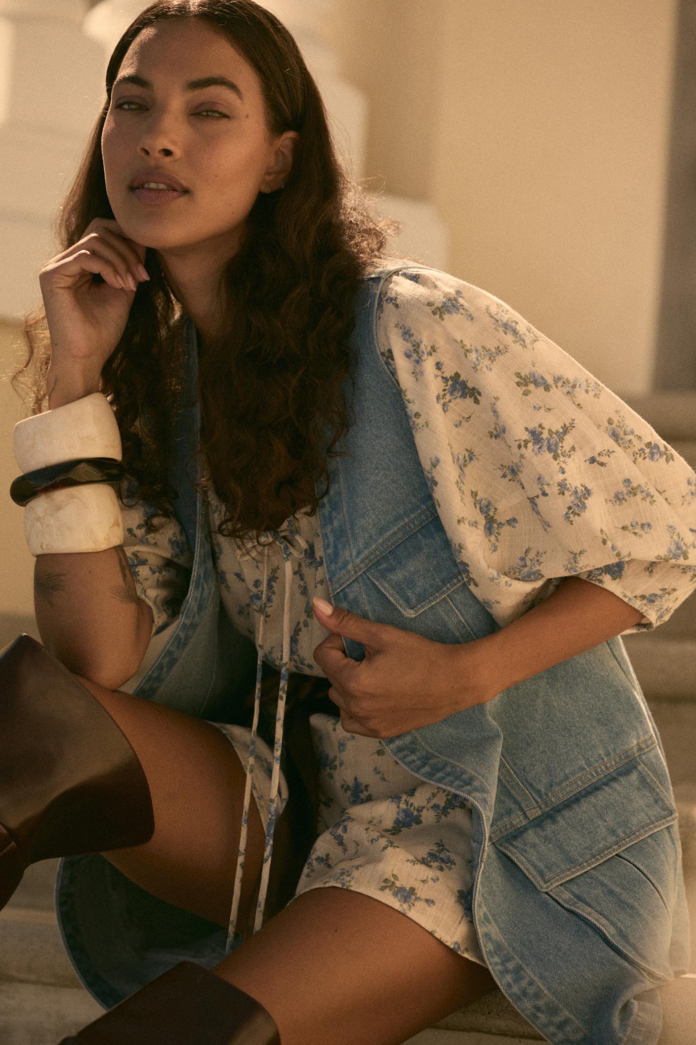 One of These Days Denim Open-Front Cargo Vest - ShopPromesa