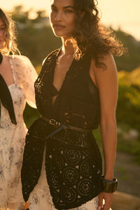 Find Your Bliss Crochet Open-Front Vest - ShopPromesa