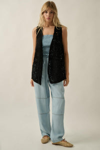 Find Your Bliss Crochet Open-Front Vest - ShopPromesa