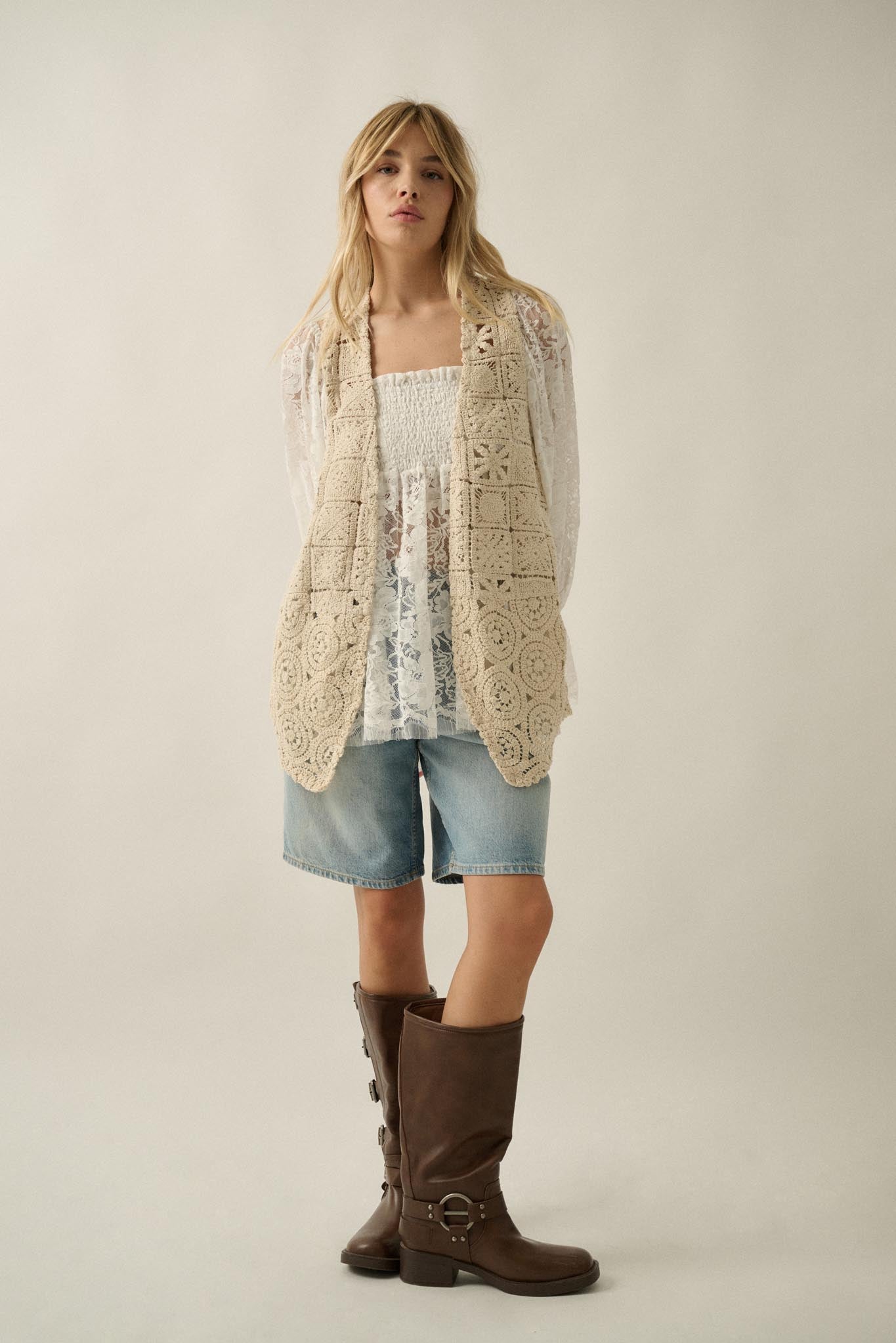 Find Your Bliss Crochet Open-Front Vest - ShopPromesa