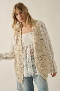 Find Your Bliss Crochet Open-Front Vest - ShopPromesa