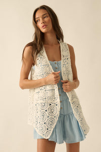 Find Your Bliss Crochet Open-Front Vest - ShopPromesa