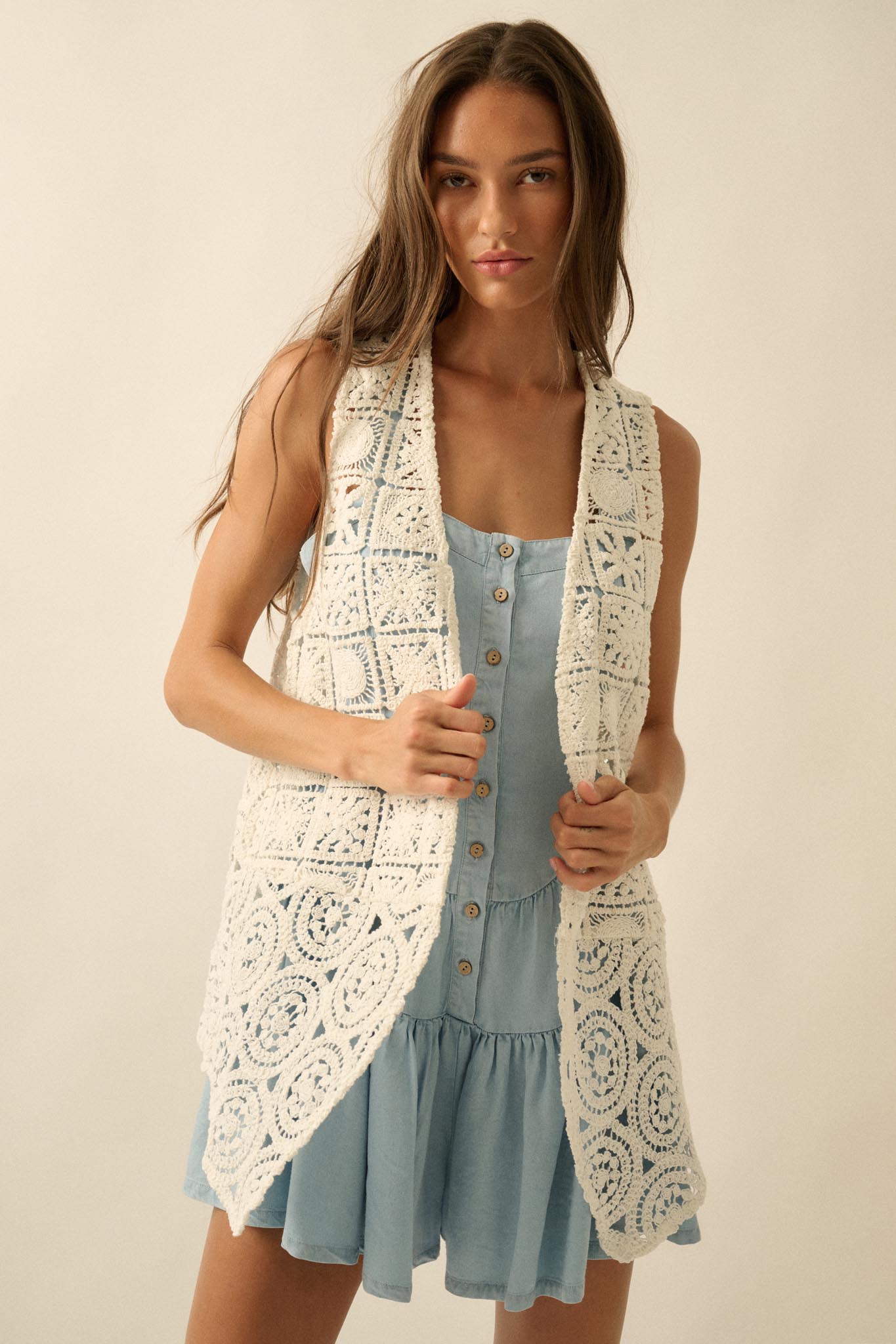 Find Your Bliss Crochet Open-Front Vest - ShopPromesa