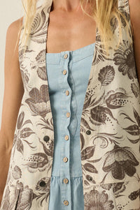 Blooming Days Floral-Print Snap-Front Vest - ShopPromesa