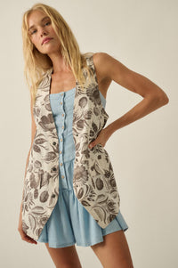 Blooming Days Floral-Print Snap-Front Vest - ShopPromesa
