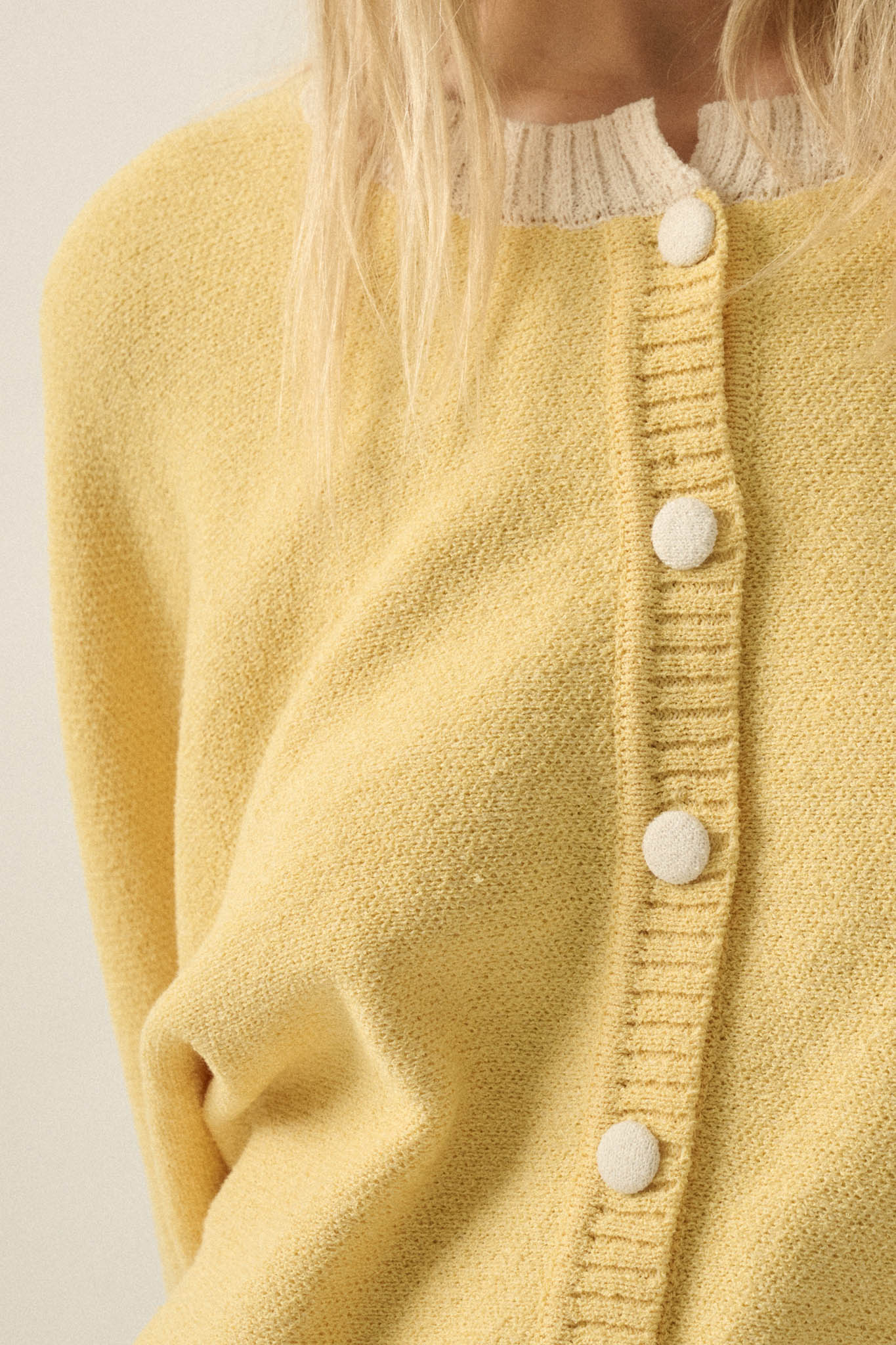 Ready or Not Contrast Knit Bubble-Sleeve Cardigan - ShopPromesa