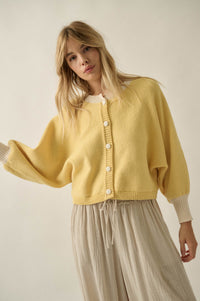 Ready or Not Contrast Knit Bubble-Sleeve Cardigan - ShopPromesa
