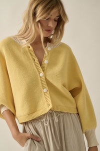 Ready or Not Contrast Knit Bubble-Sleeve Cardigan - ShopPromesa