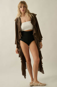 Lavish Living Open-Front Ruffle Kimono Robe - ShopPromesa