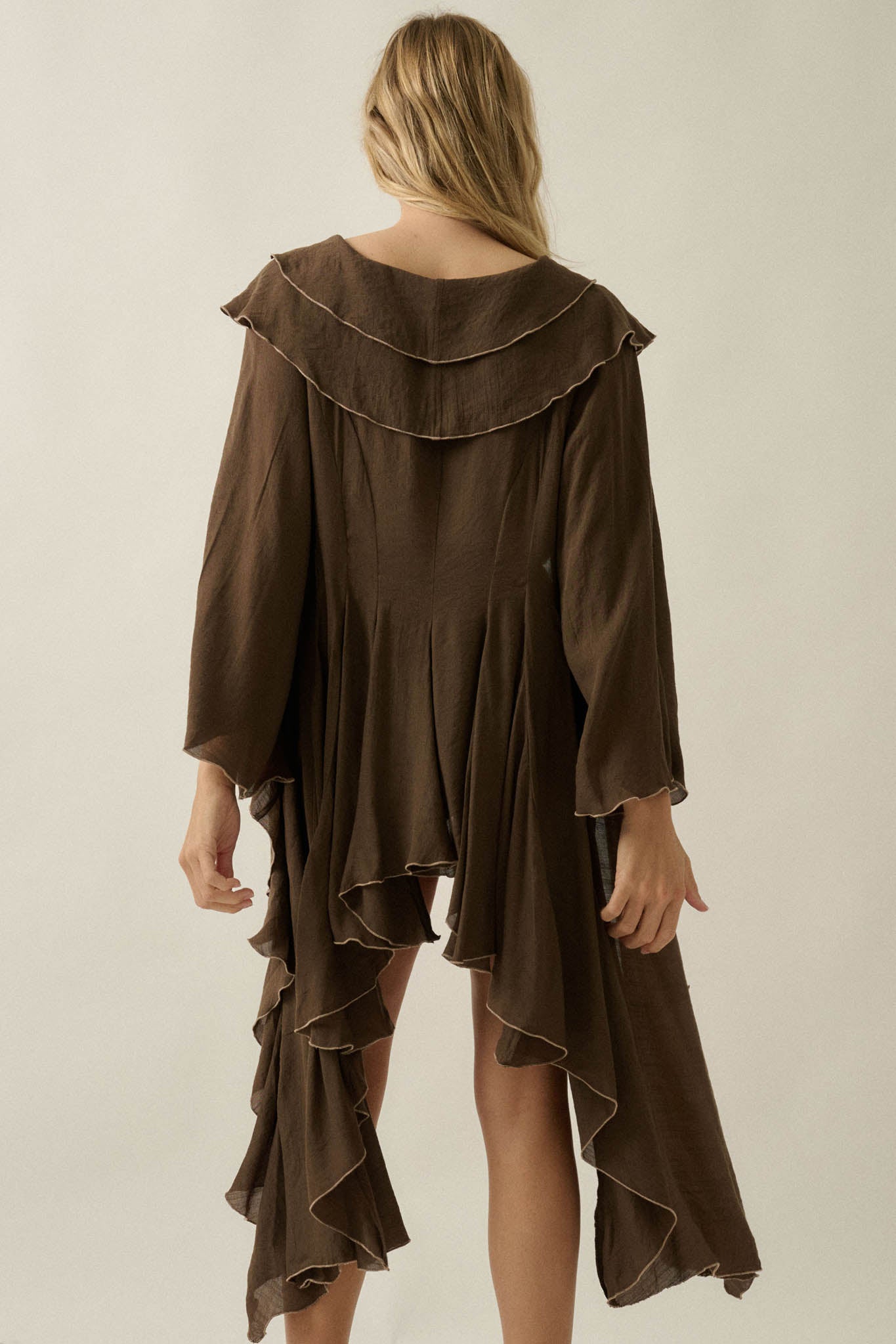Lavish Living Open-Front Ruffle Kimono Robe - ShopPromesa