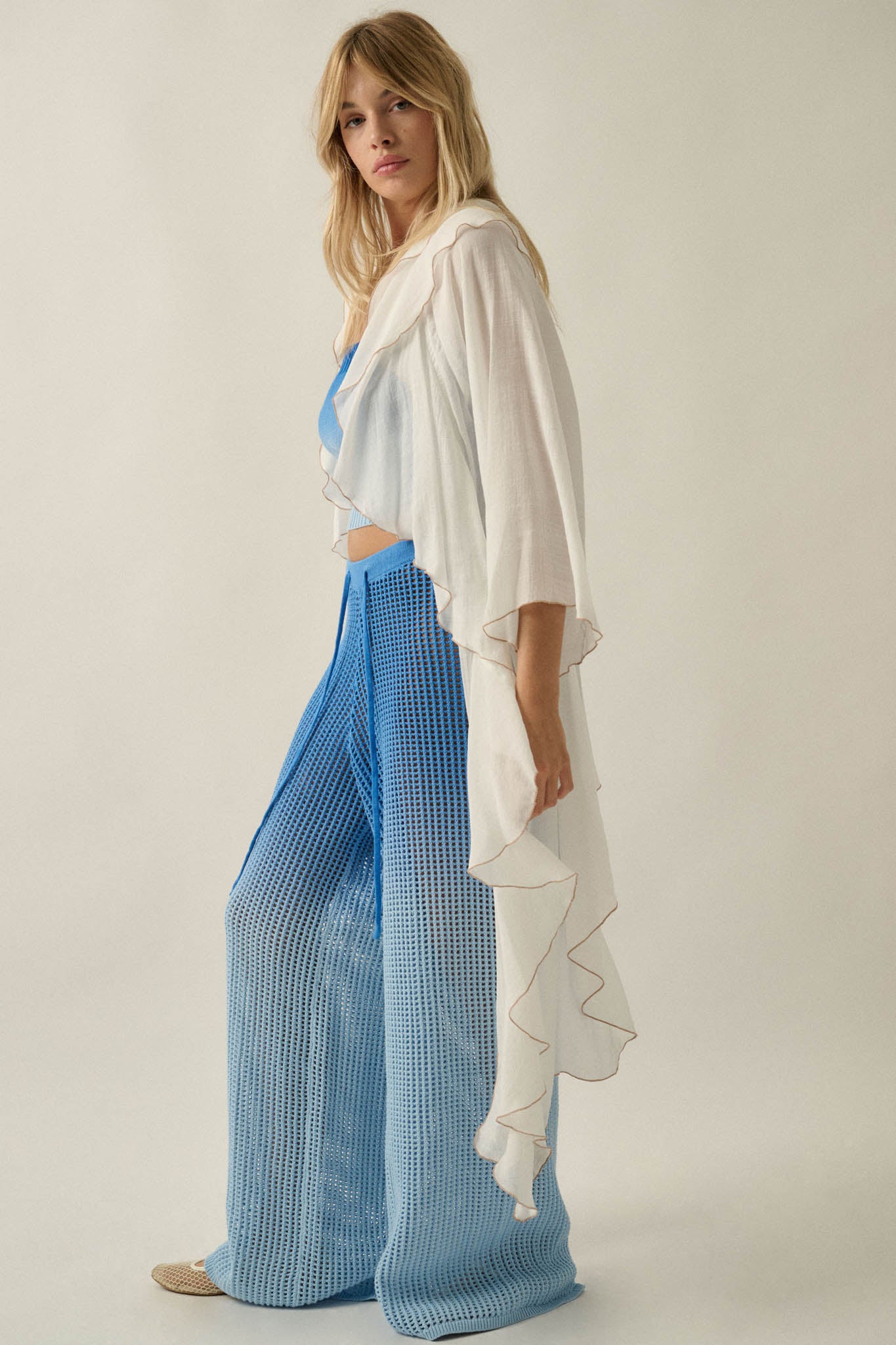 Lavish Living Open-Front Ruffle Kimono Robe - ShopPromesa