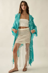Lavish Living Open-Front Ruffle Kimono Robe - ShopPromesa
