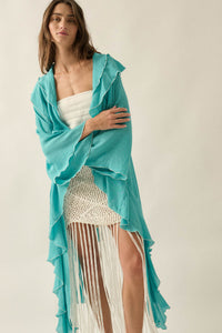 Lavish Living Open-Front Ruffle Kimono Robe - ShopPromesa