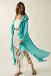 Lavish Living Open-Front Ruffle Kimono Robe - ShopPromesa