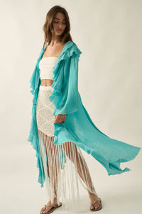 Lavish Living Open-Front Ruffle Kimono Robe - ShopPromesa