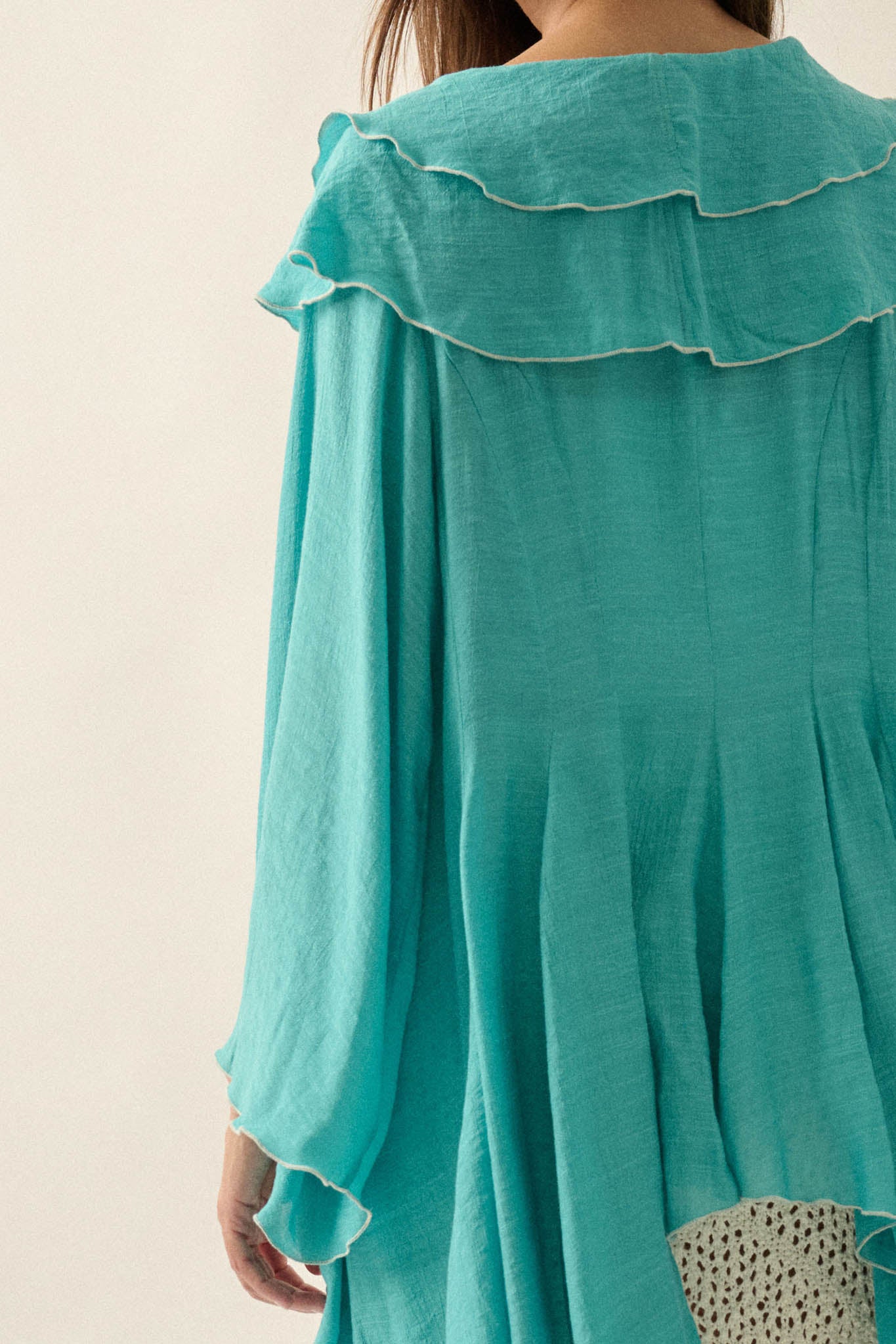 Lavish Living Open-Front Ruffle Kimono Robe - ShopPromesa