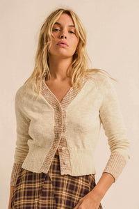 Good Faith Contrast Slub-Knit Cropped Cardigan - ShopPromesa
