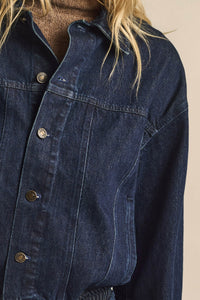 Shades of Blue Ruffle Peplum Pocket Denim Jacket - ShopPromesa