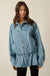Shades of Blue Ruffle Peplum Pocket Denim Jacket - ShopPromesa