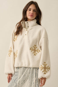 Snow Day Embroidered Fleece Pullover Jacket - ShopPromesa