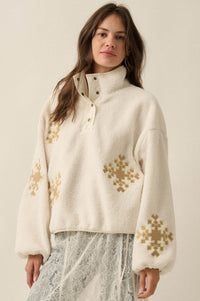 Snow Day Embroidered Fleece Pullover Jacket - ShopPromesa