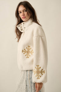 Snow Day Embroidered Fleece Pullover Jacket - ShopPromesa