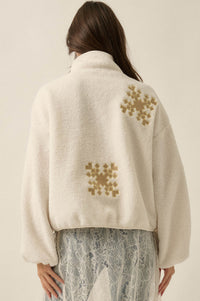 Snow Day Embroidered Fleece Pullover Jacket - ShopPromesa