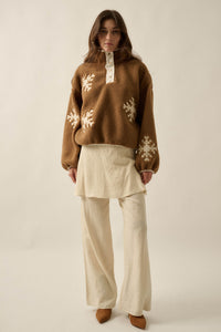 Snow Day Embroidered Fleece Pullover Jacket - ShopPromesa